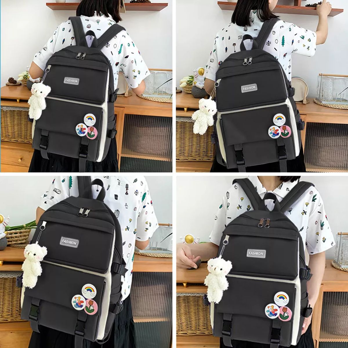 TIOZONEY - Mochila Escolar Kawaii Sophia Negra 30 L