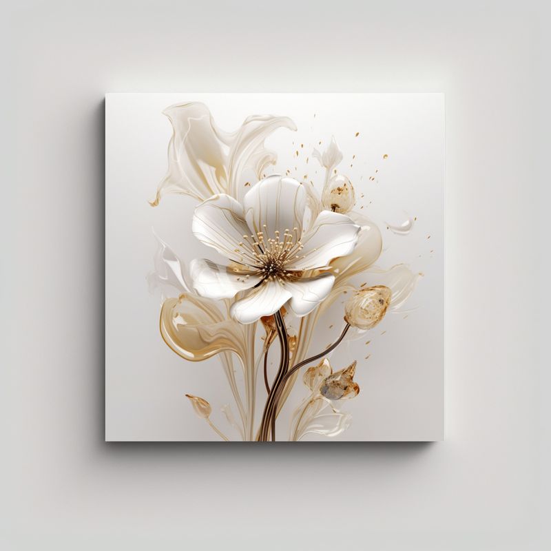 GENERICO - Arte Gráfico De Pared Flores En Beige Y Flecha 90x90 Cm