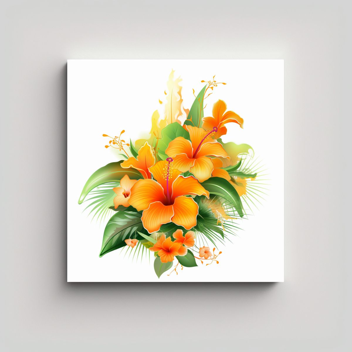 GENERICO - Adorno Tropical Canva Dibujo De Flores 60x60 Cm