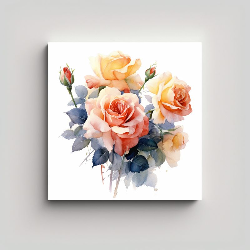 GENERICO - Cuadro Moderno De Arte Urbano Con Ramo De Rosas 60x60 Cm