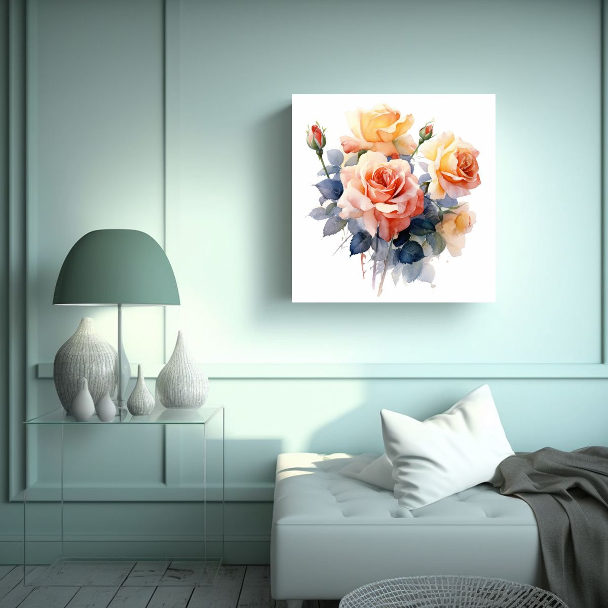 GENERICO - Cuadro Moderno De Arte Urbano Con Ramo De Rosas 50x50 Cm