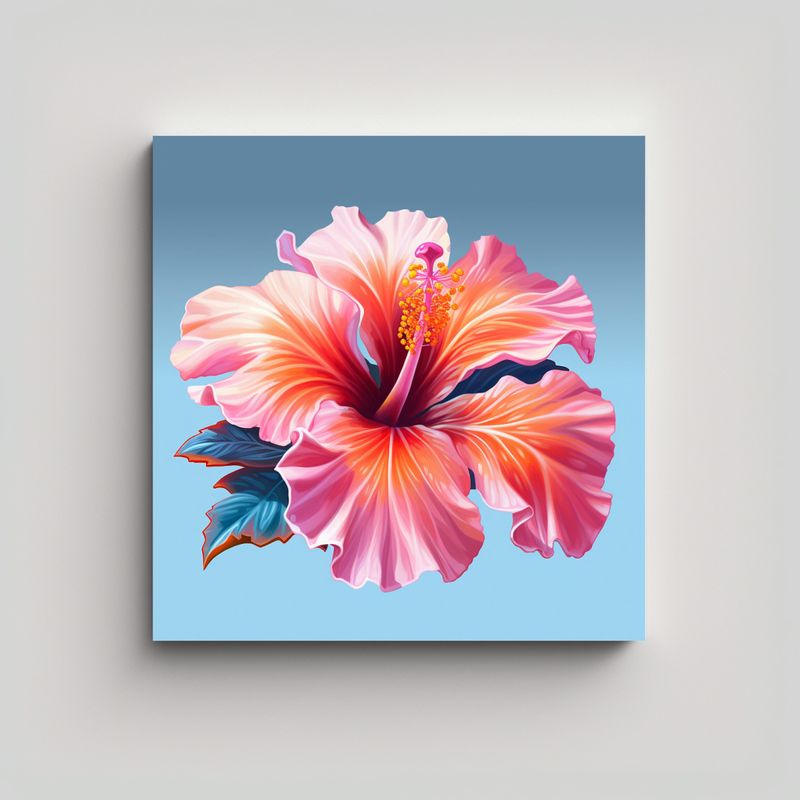 GENERICO - Inspiración Tropical Cuadro De Hibisco Aislado 80x80 Cm
