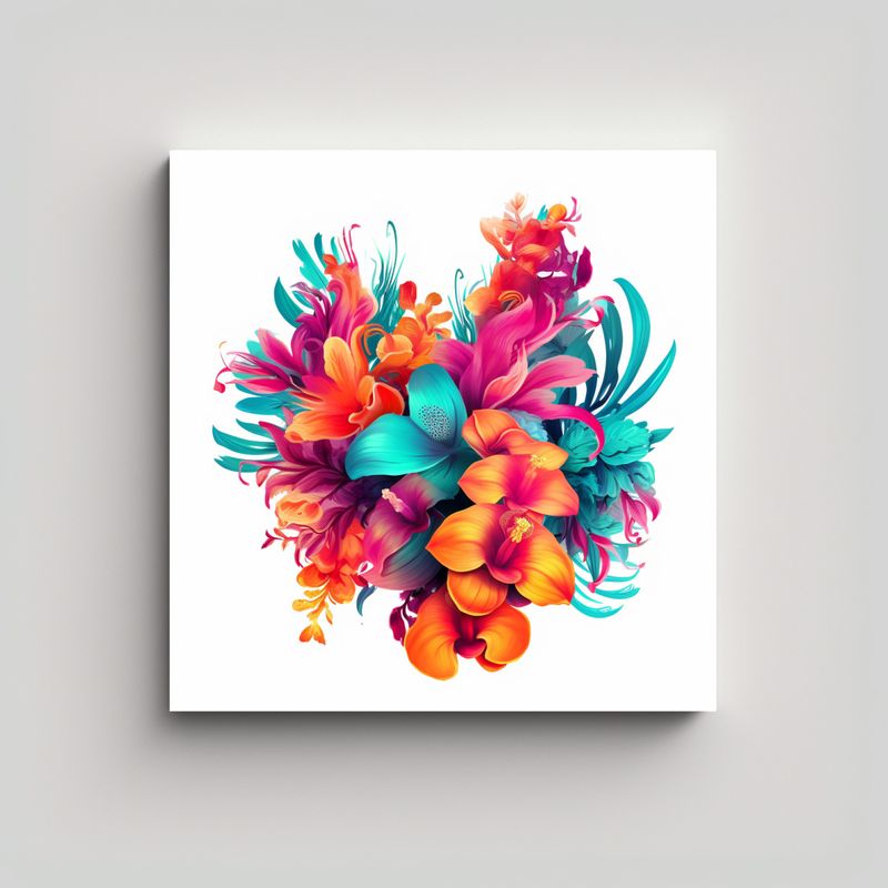 GENERICO - Cuadro Artístico Sublimado Canva Flores 90x90 Cm