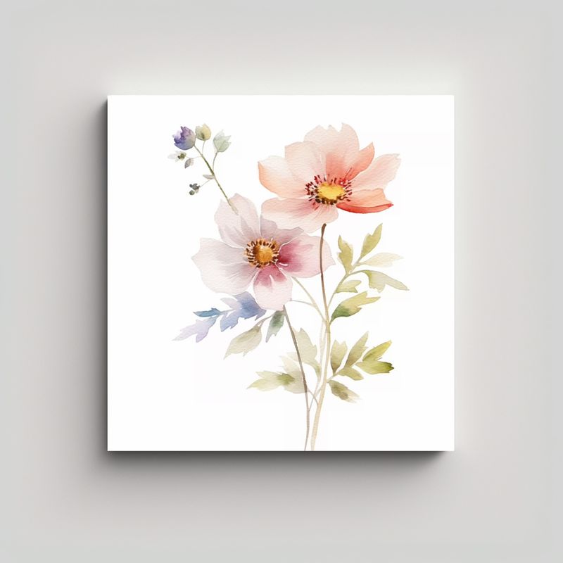 GENERICO - Lienzo Vintage Con Flores Elegantes De Tallo 70x70 Cm