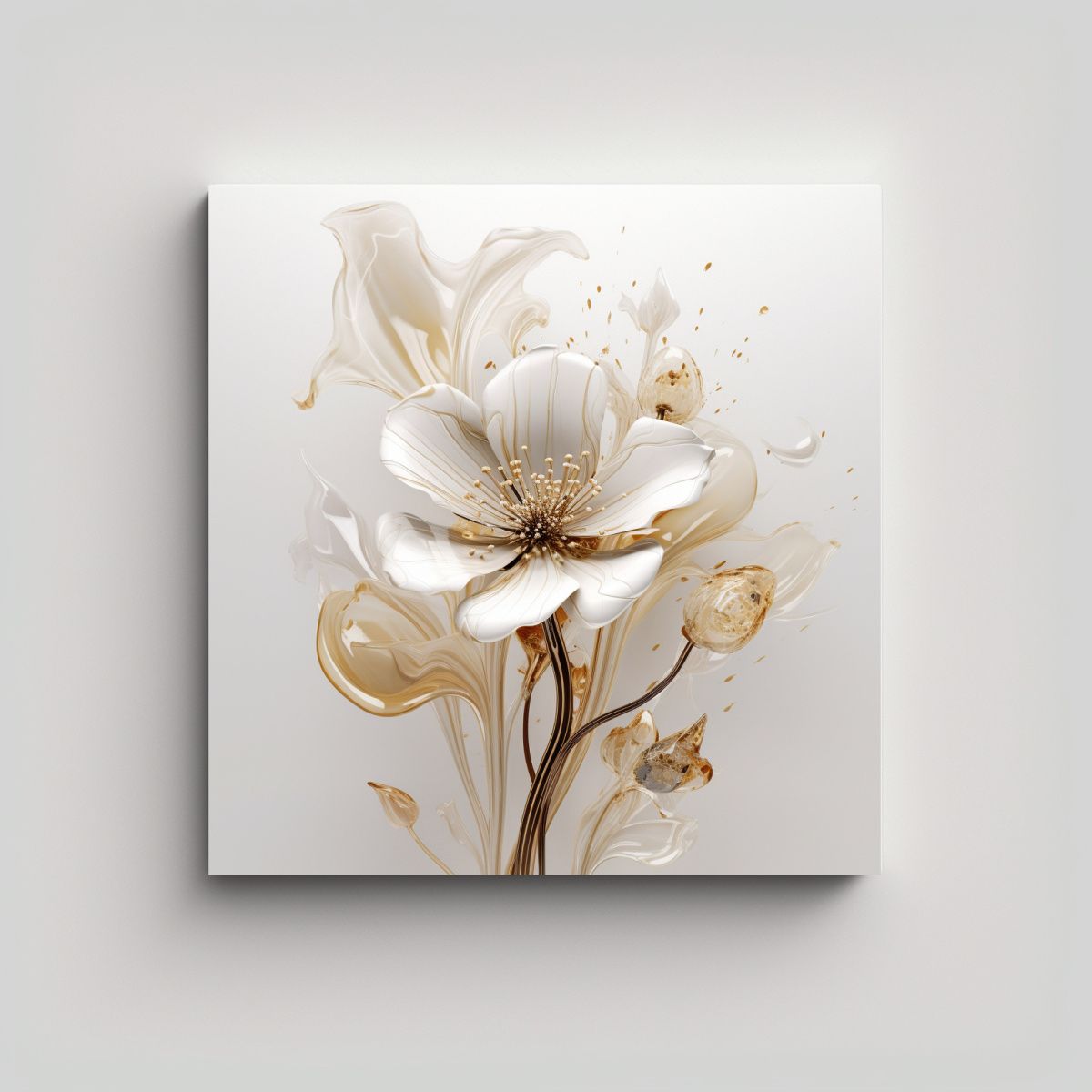 GENERICO - Arte Gráfico De Pared Flores En Beige Y Flecha 50x50 Cm