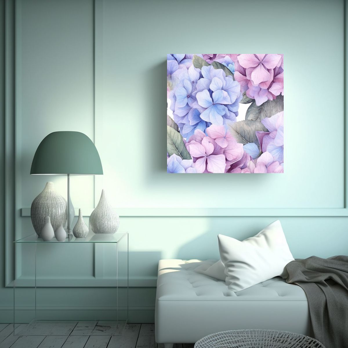 GENERICO - Composición De Arte Gráfico Con Hydrangea En 50x50 Cm