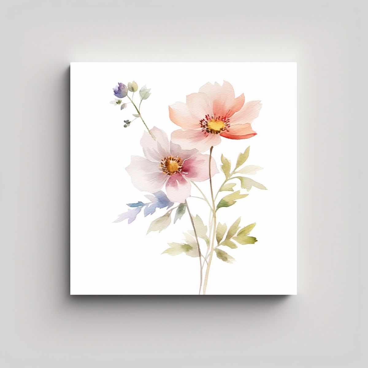 GENERICO - Lienzo Vintage Con Flores Elegantes De Tallo 50x50 Cm