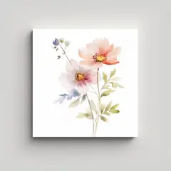 GENERICO - Lienzo Vintage Con Flores Elegantes De Tallo 50x50 Cm