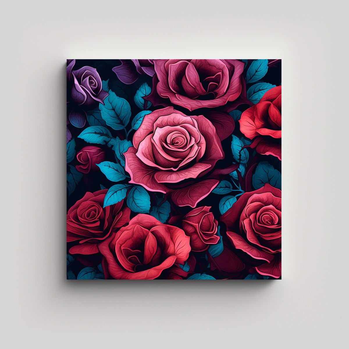 GENERICO - Clásico Lienzo De Tela Con Fondo De Rosas 30x30 Cm