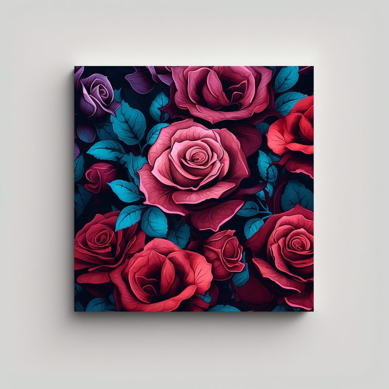 GENERICO - Clásico Lienzo De Tela Con Fondo De Rosas 30x30 Cm