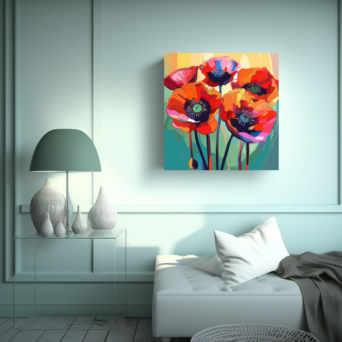 GENERICO - Composición Dinámica De Fotografía De Amapolas 60x60 Cm