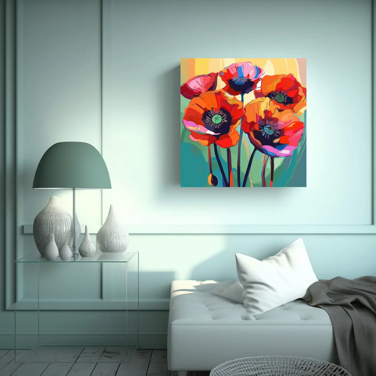 GENERICO - Composición Dinámica De Fotografía De Amapolas 50x50 Cm