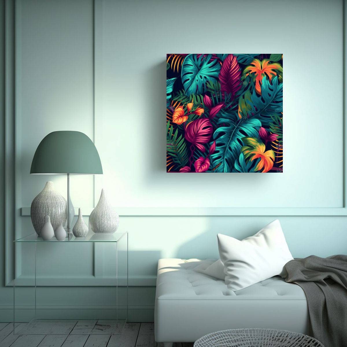 GENERICO - Cuadros Decorativos Tropical Jungle Composición 80x80 Cm