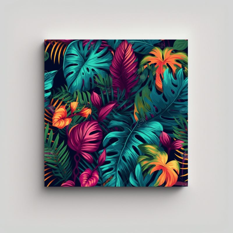 GENERICO - Cuadros Decorativos Tropical Jungle Composición 30x30 Cm