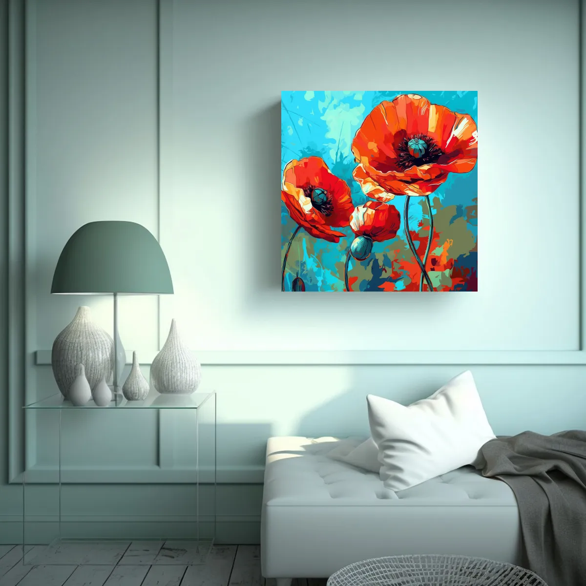 GENERICO - Cuadro Pop Art Style De Amapolas Decoración 80x80 Cm