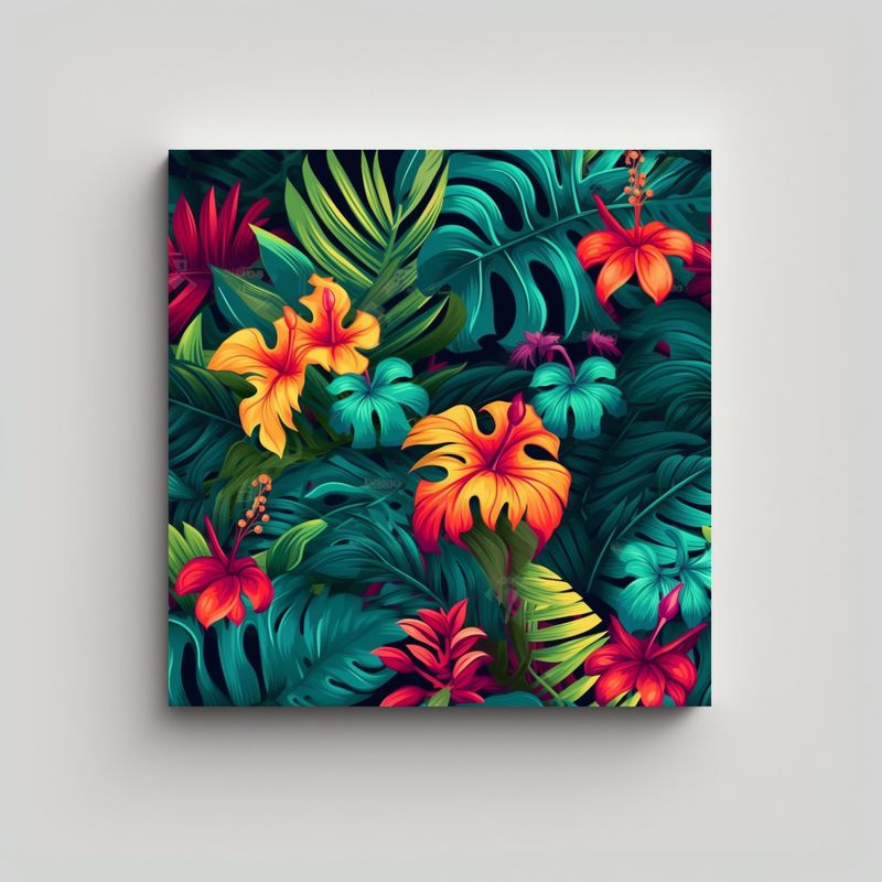 GENERICO - Lienzo Tropical De Colores Vibrantes Para Sala 70x70 Cm