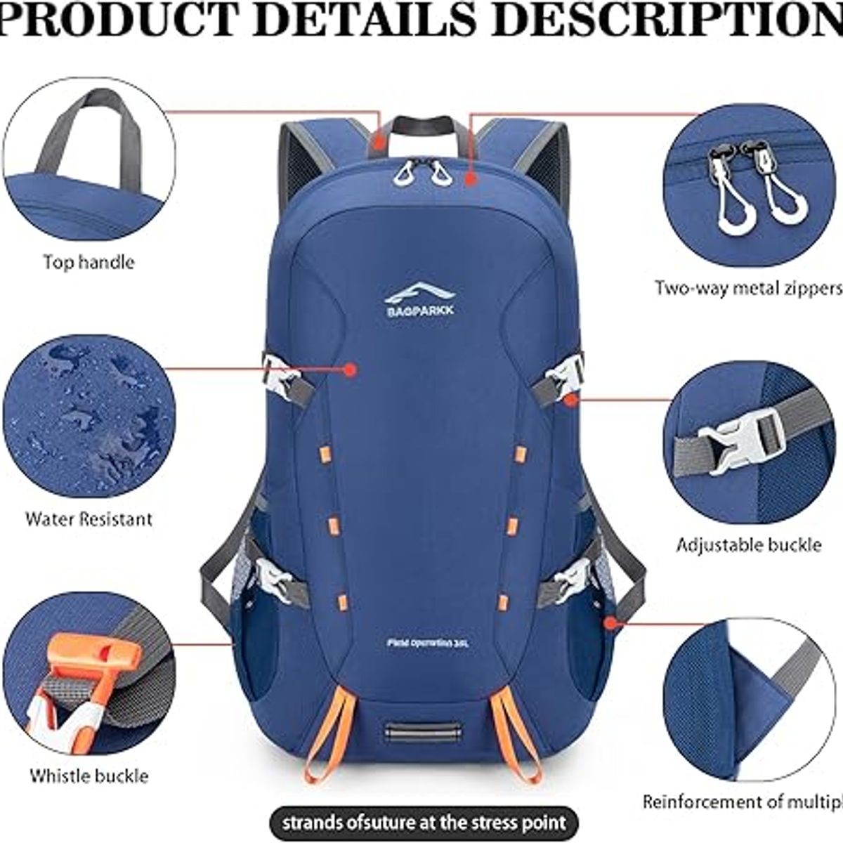 TIOZONEY - Mochila de senderismo de viaje ligera de 35L