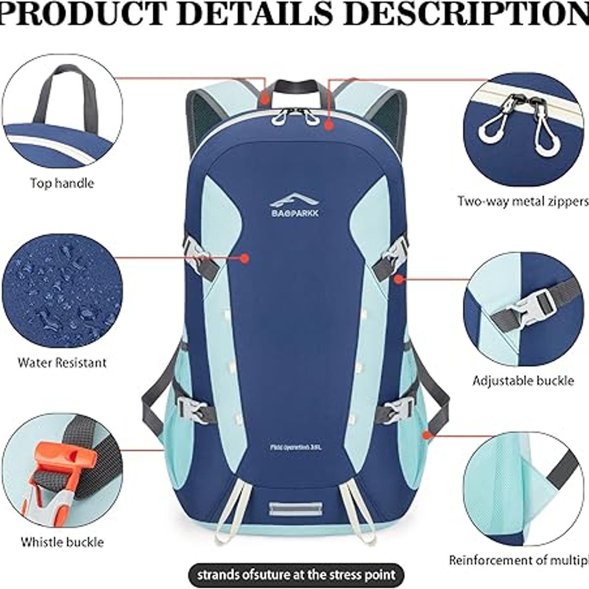 TIOZONEY - Mochila de senderismo de viaje ligera de 35L