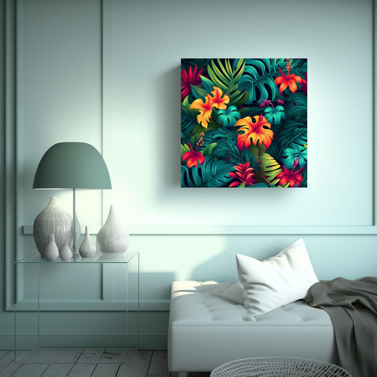 GENERICO - Lienzo Tropical De Colores Vibrantes Para Sala 30x30 Cm
