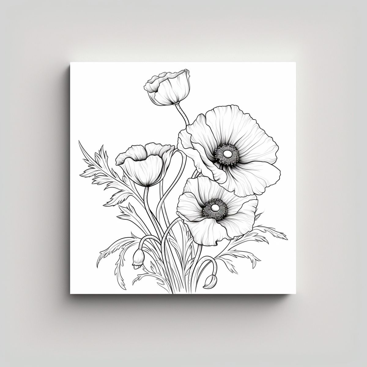 GENERICO - Cuadro Minimalista De 3 Amapolas Coloridas Sin 90x90 Cm