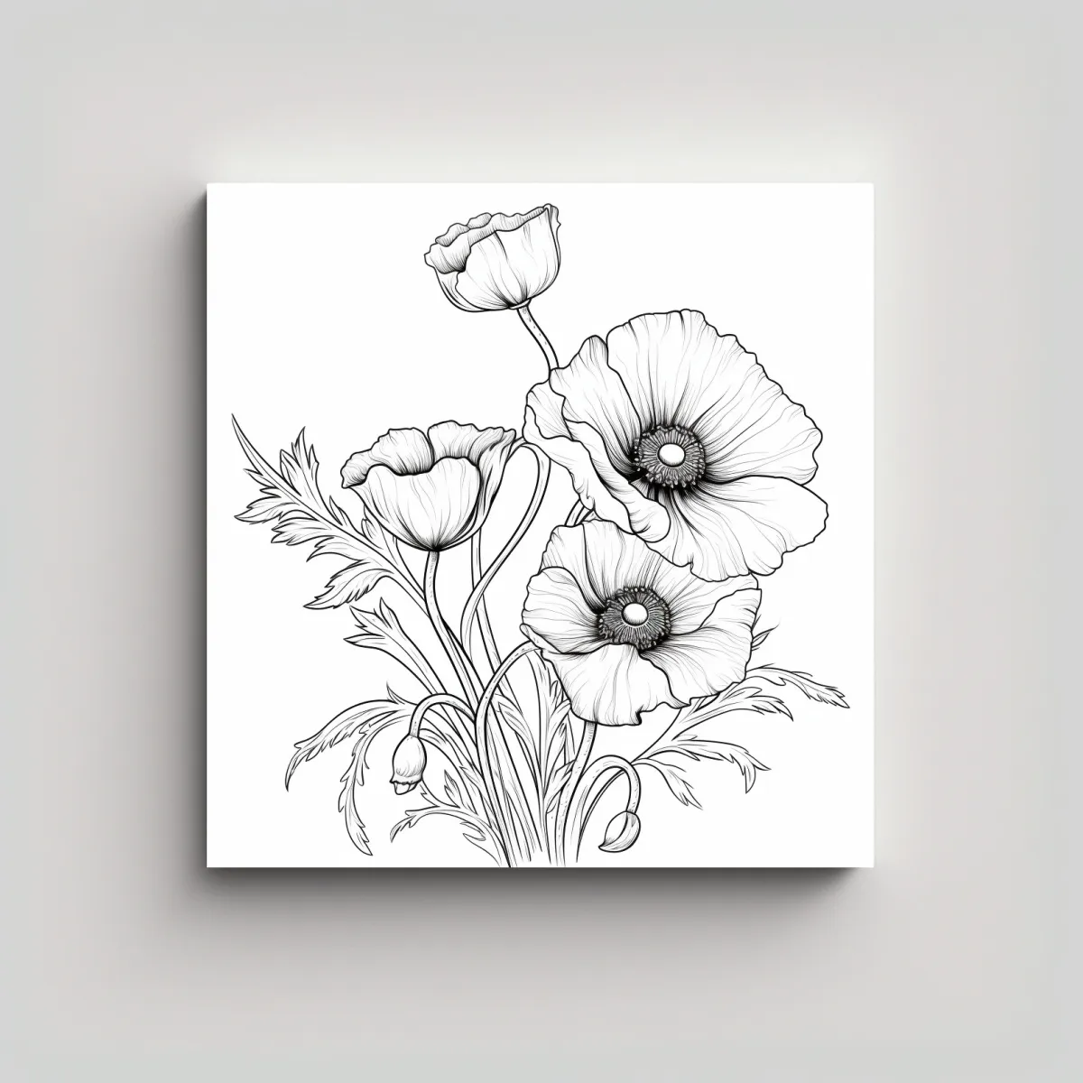 GENERICO - Cuadro Minimalista De 3 Amapolas Coloridas Sin 60x60 Cm