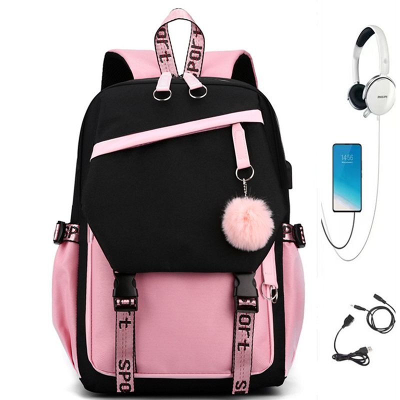 TIOZONEY - Mochila escolar con puerto de carga USB
