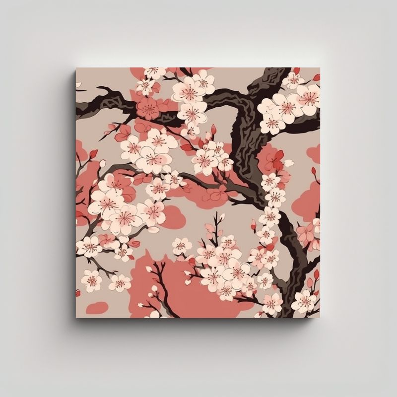 GENERICO - Diseño Espacial Con Cerezos Japoneses En 80x80 Cm