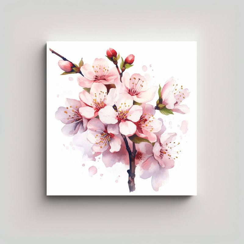 GENERICO - Cuadro Expresivo De Cerezo En Flor - Arte De Alta 70x70 Cm