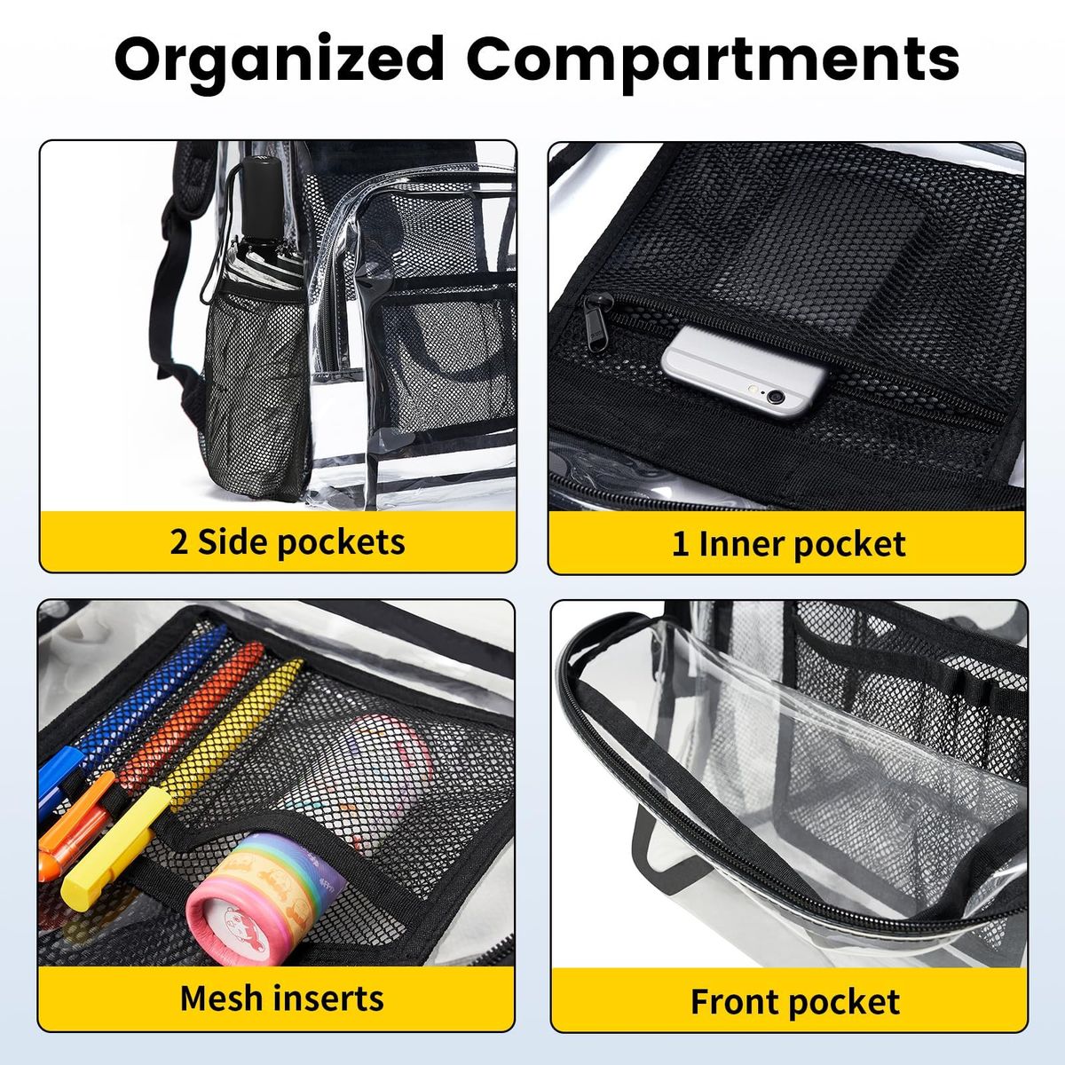 TIOZONEY - Mochila transparente para estudiantes