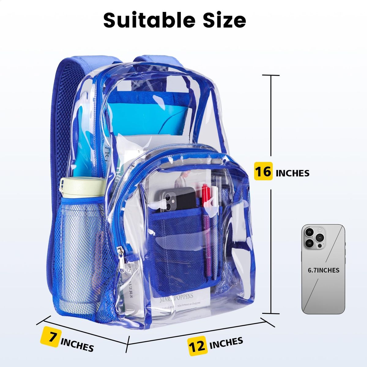 TIOZONEY - Mochila transparente para estudiantes
