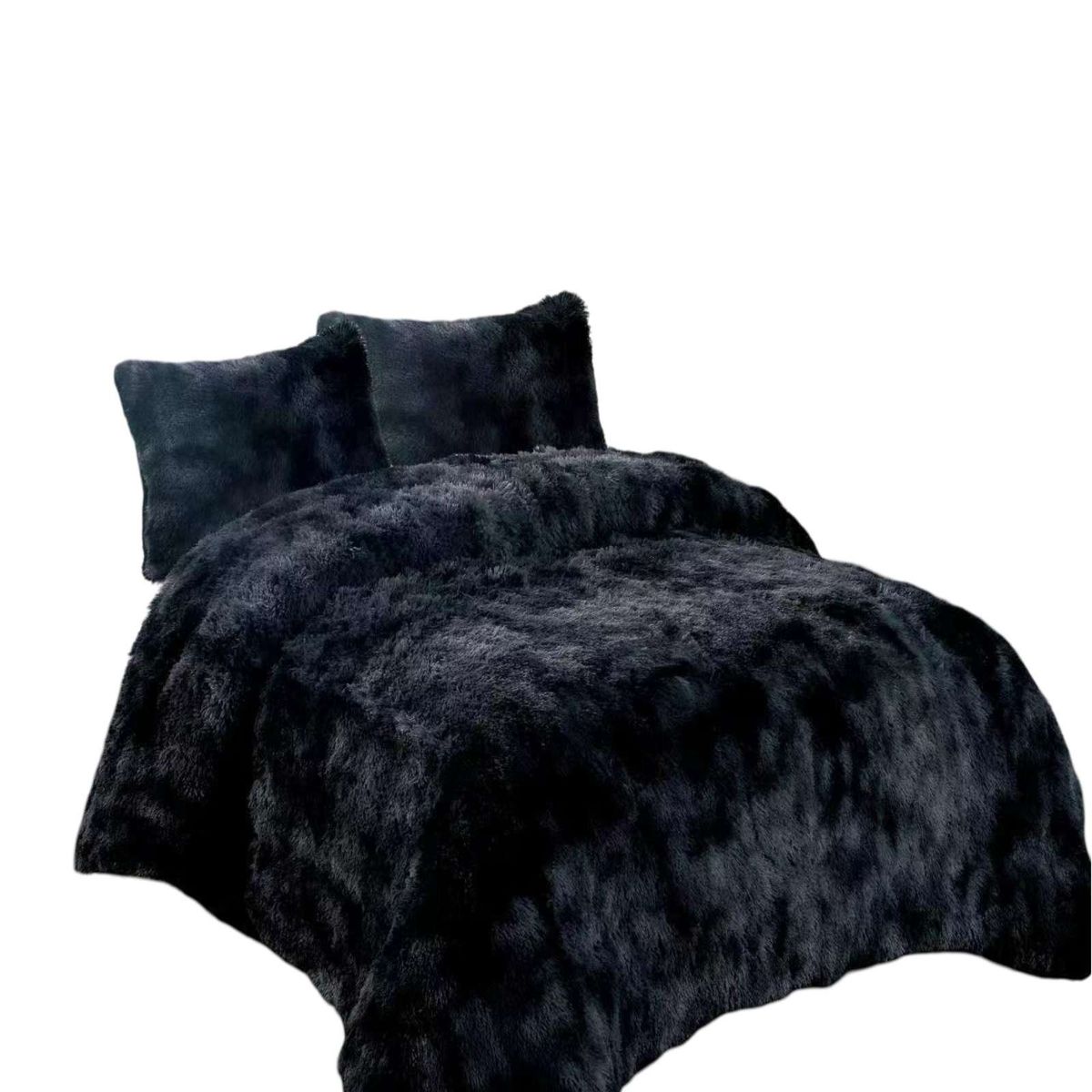 GENERICO - PLUMON PELUDO 2 PLAZAS NEGRO JASPEADO.