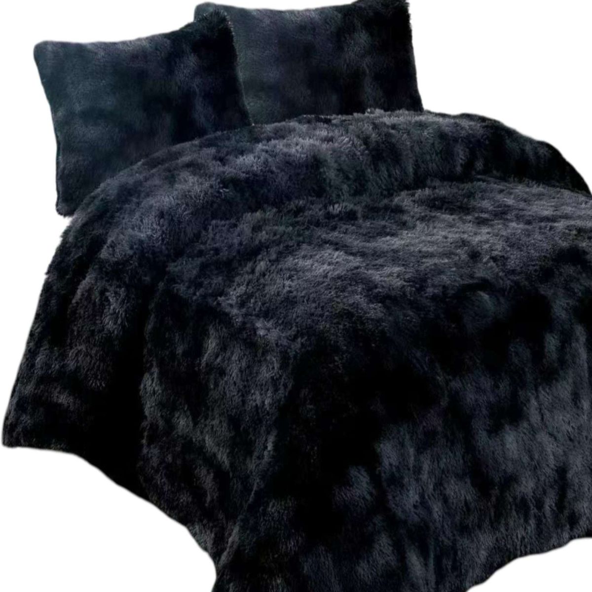 GENERICO - PLUMON PELUDO 2 PLAZAS NEGRO JASPEADO.