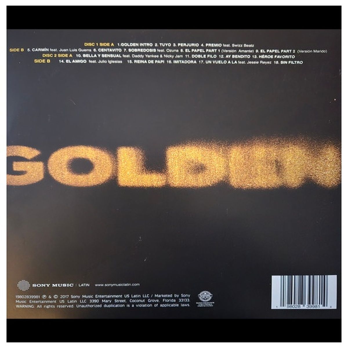 HITWAY MUSIC - ROMEO SANTOS - GOLDEN 2LP GOLD VINYL - VINILO