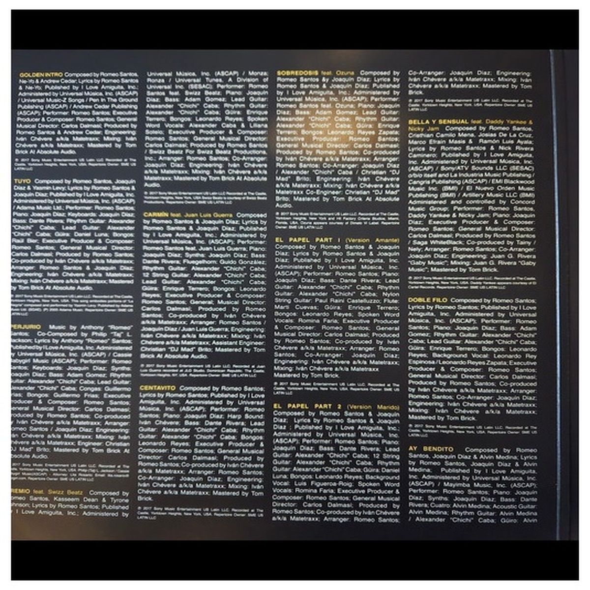 HITWAY MUSIC - ROMEO SANTOS - GOLDEN 2LP GOLD VINYL - VINILO