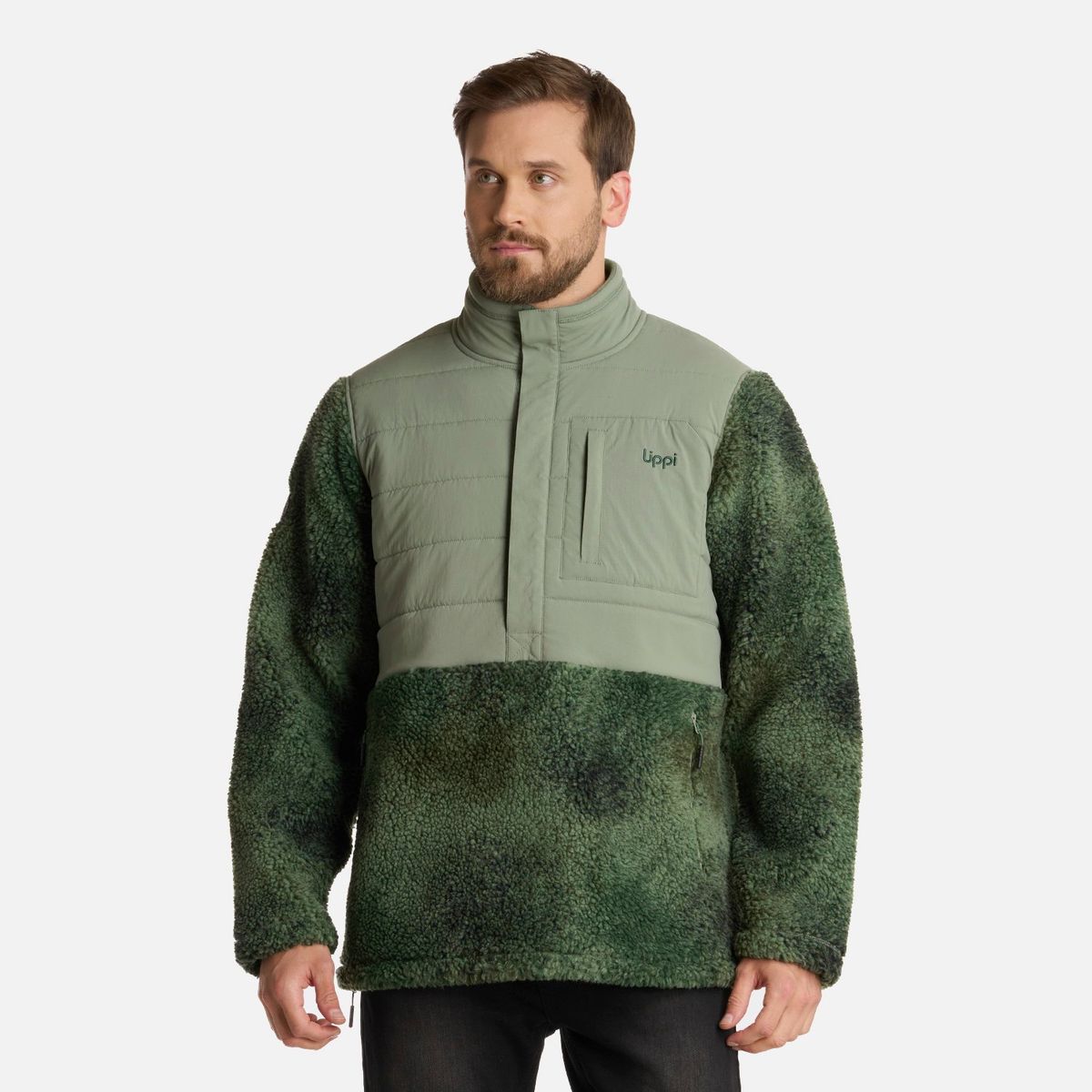 LIPPI - Polar Hombre Glaciar Sherpa-Pro 14 Zip Jacket Print Jade Lippi