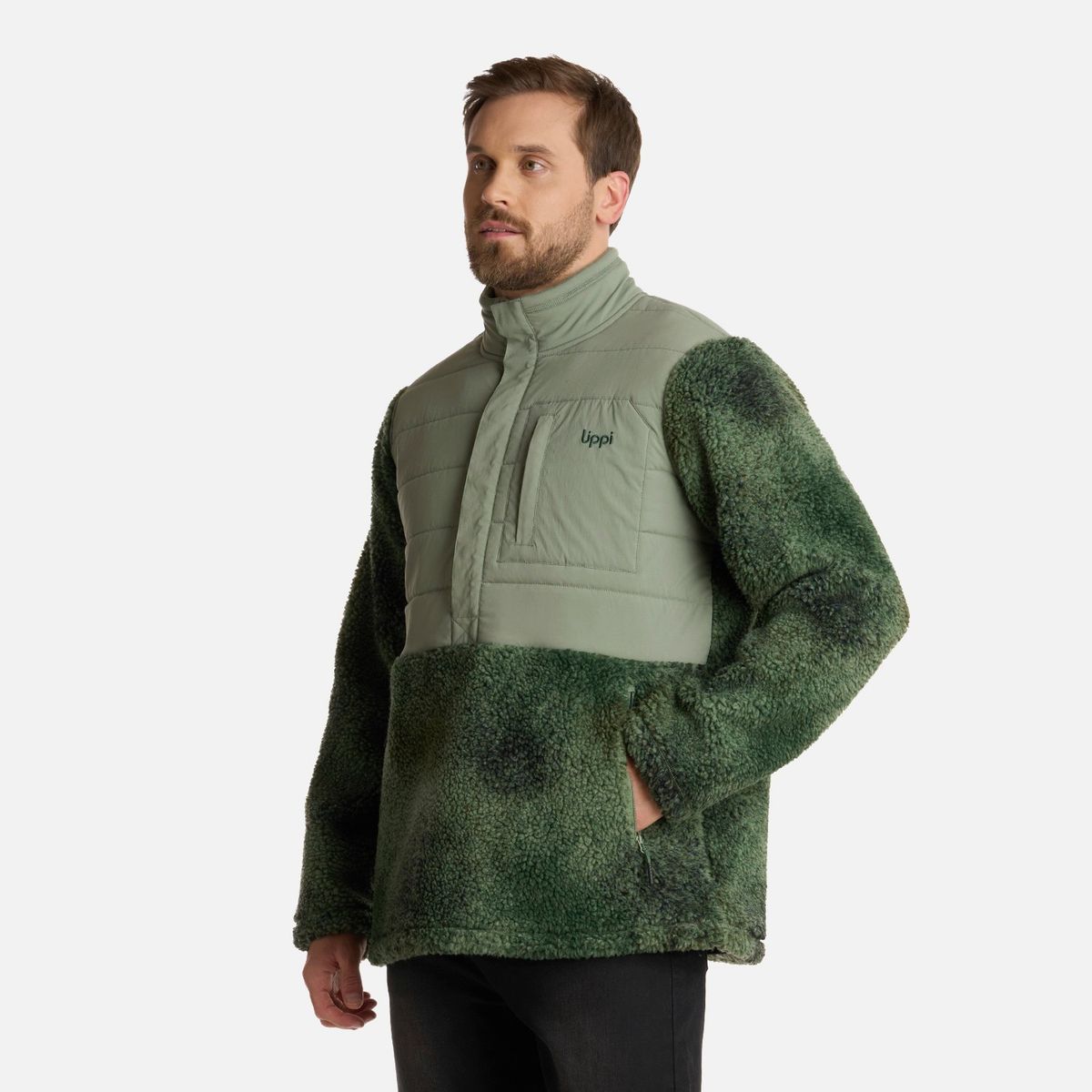 LIPPI - Polar Hombre Glaciar Sherpa-Pro 14 Zip Jacket Print Jade Lippi