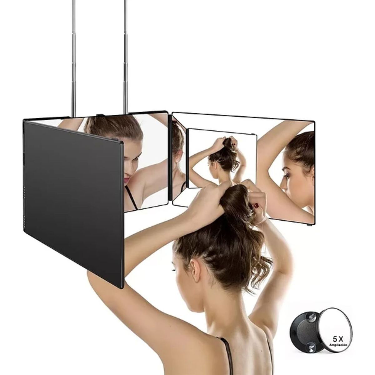 MOVI - Espejo Triple de Autocorte 360° - Visión Completa y Profesional