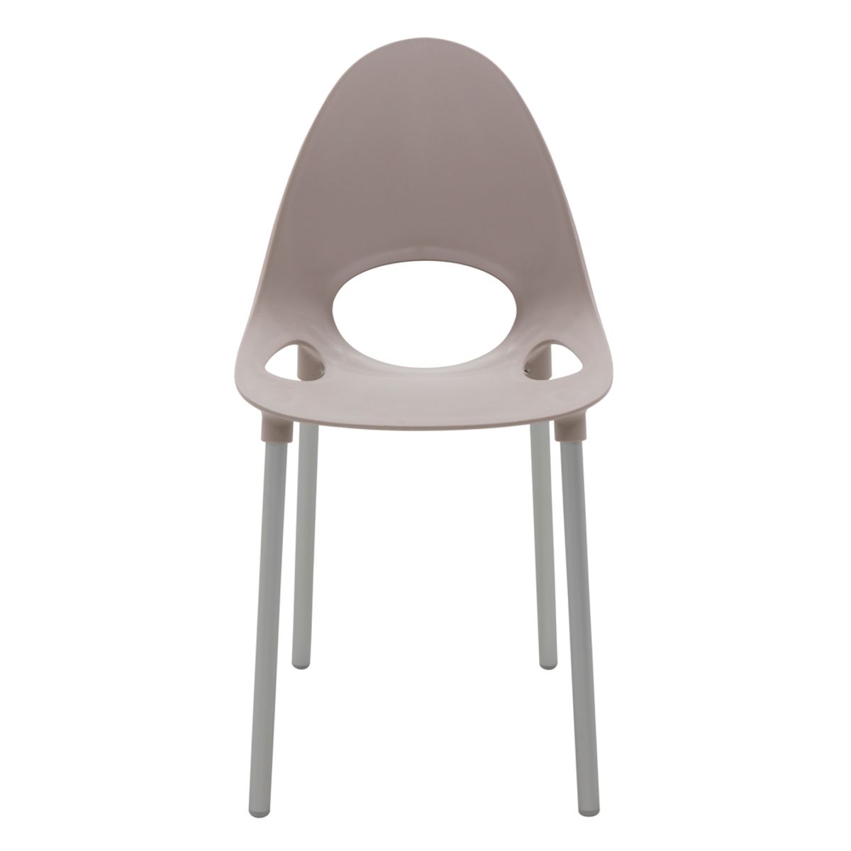 TRAMONTINA - Silla Tramontina Elisa en Polipropileno Taupe con Patas de Aluminio Anodizado