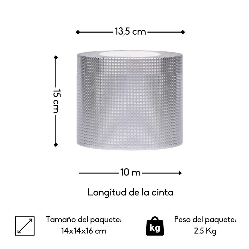 GENERAC - Adhesivo Cinta Tapagoteras Techo Sellador Impermeable 10cm10m