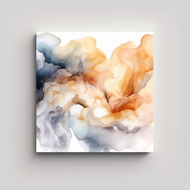 GENERICO - Cuadro Abstracto De Nubes En Colores Neutros Para 80x80 Cm