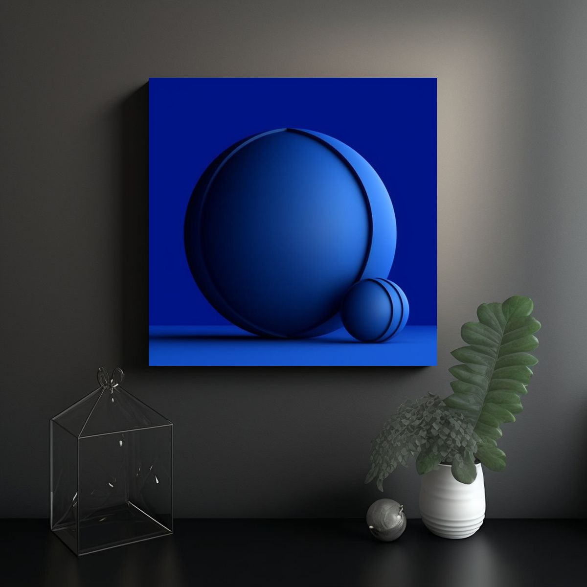 GENERICO - Cuadro Minimalista Esfera Geométrica Bastidor 80x80 Cm