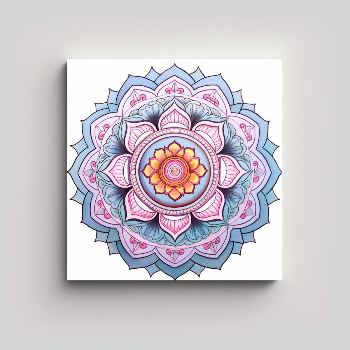 GENERICO - Cuadro De Tela Con Fotografía De Mandala 90x90 Cm