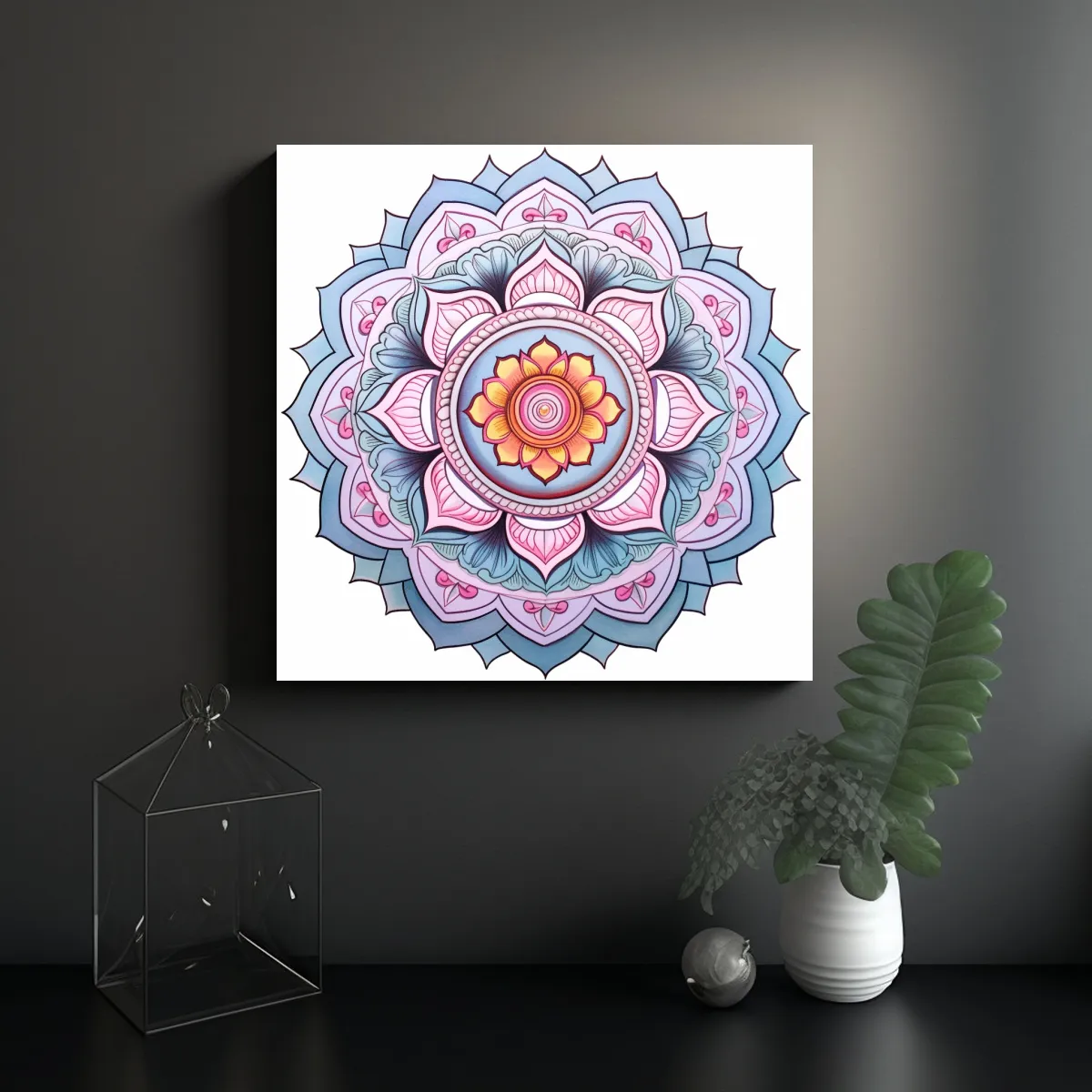 GENERICO - Cuadro De Tela Con Fotografía De Mandala 50x50 Cm