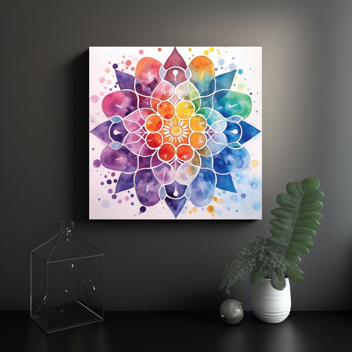 GENERICO - Cuadro Mandala Interiores Con Siete Chakras 90x90 Cm