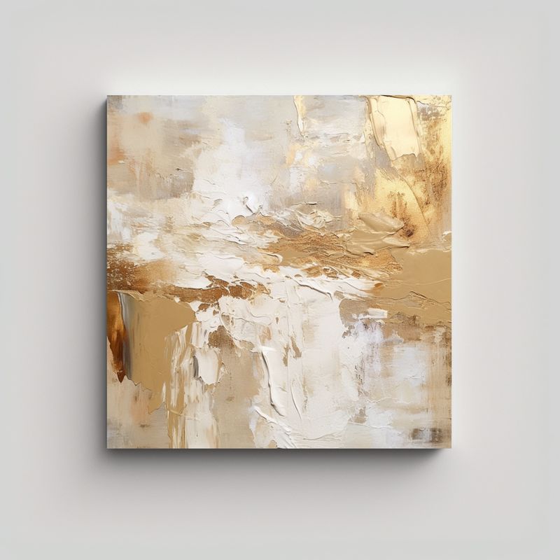 GENERICO - Cuadro Abstracto Clásico Moderno En Tonos Beige 70x70 Cm