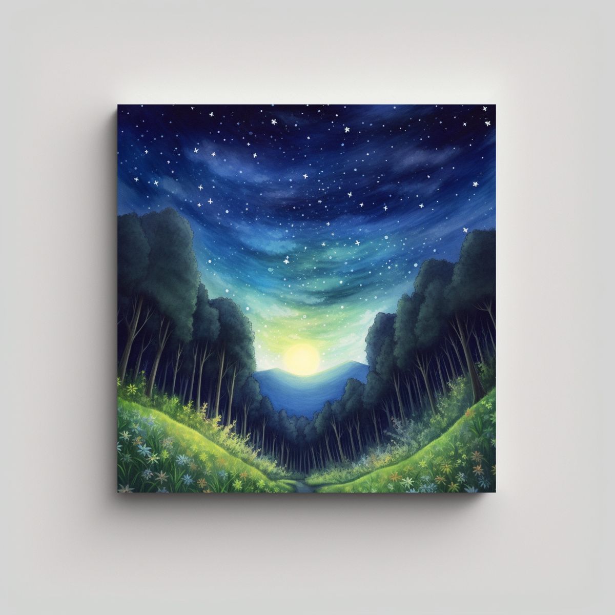 GENERICO - Dibujo A Lápiz Negro De Montaña En Primer Plano 70x70 Cm