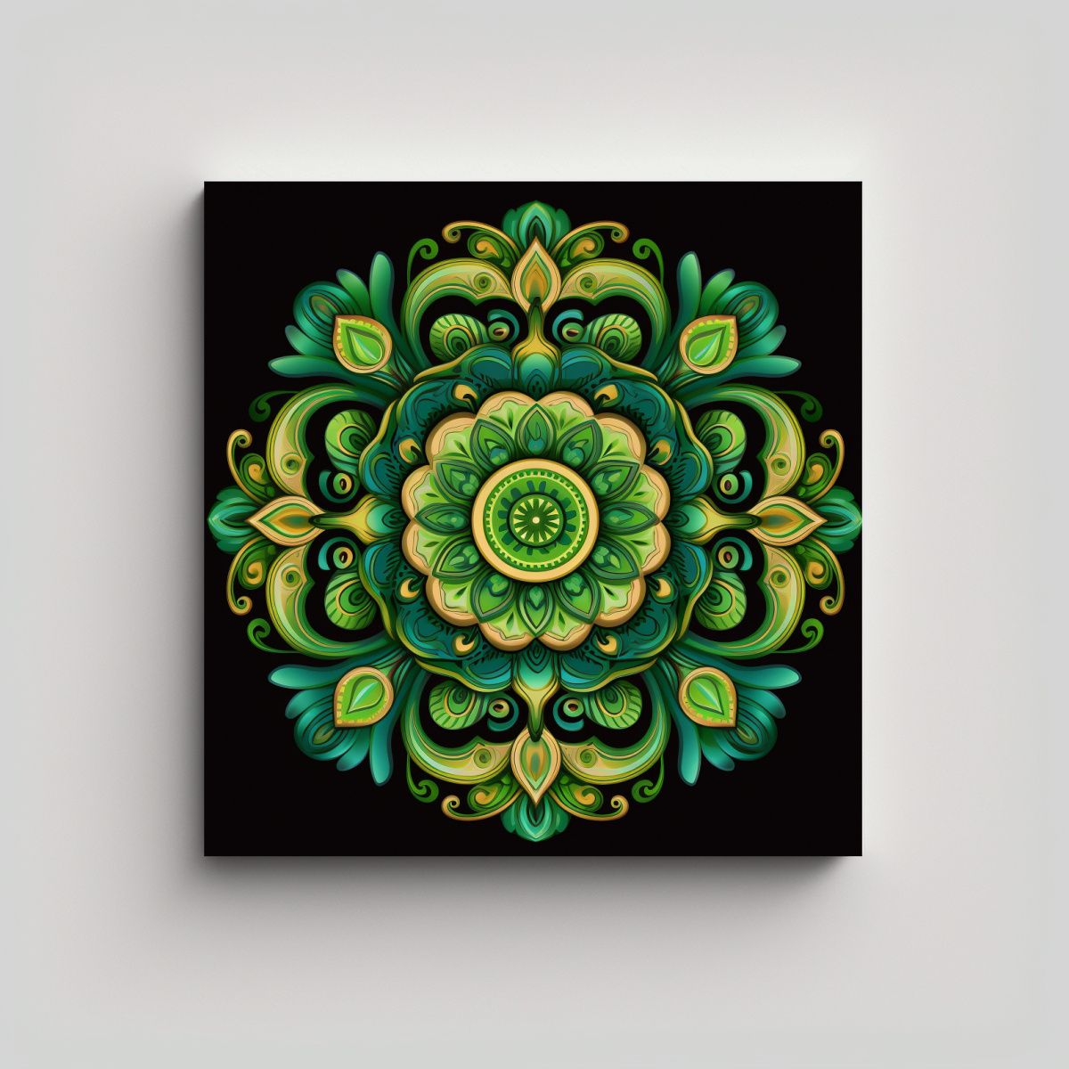 GENERICO - Cuadro Decorativo Baño Mandala Verde Plano 80x80 Cm