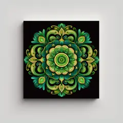 GENERICO - Cuadro Decorativo Baño Mandala Verde Plano 50x50 Cm