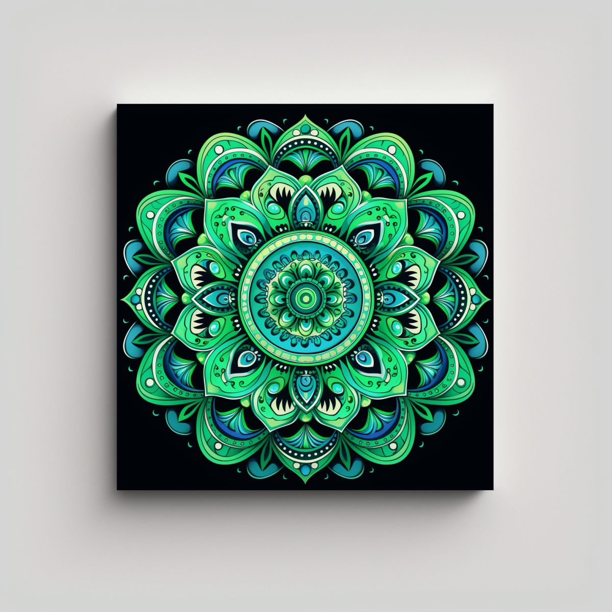 GENERICO - Pintura Decorativa Mandala Verde Plano Con 50x50 Cm