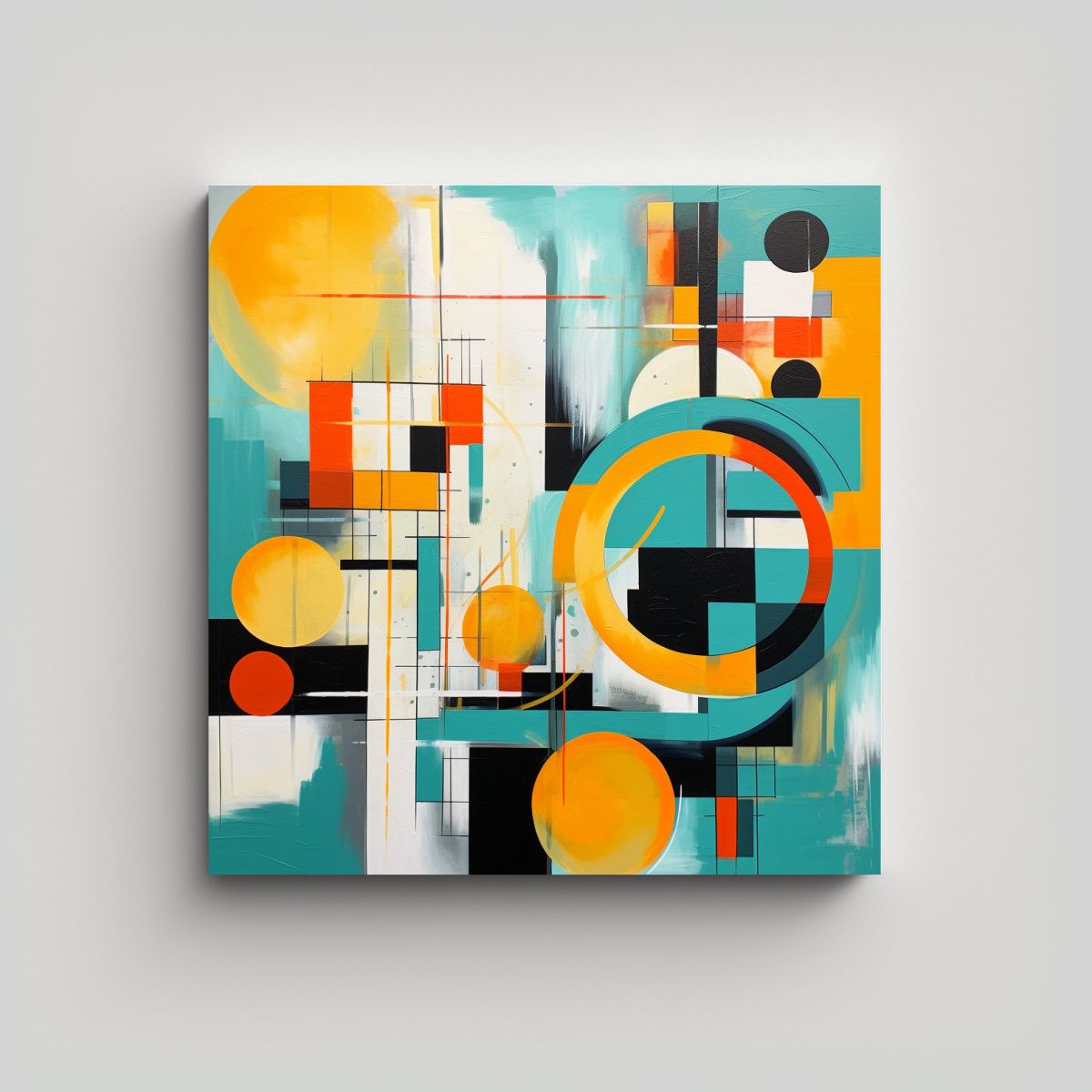 GENERICO - Pintura Abstracta Rectangular Moderna Con Twist 80x80 Cm